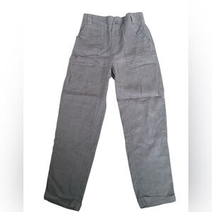 Tahari Gray 100% Linen Cargo Pants Sz S Elastic WaistMinimalist Resortwear
